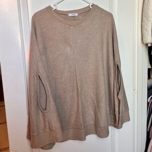 Cozy Taupe Knit Sweater Poncho